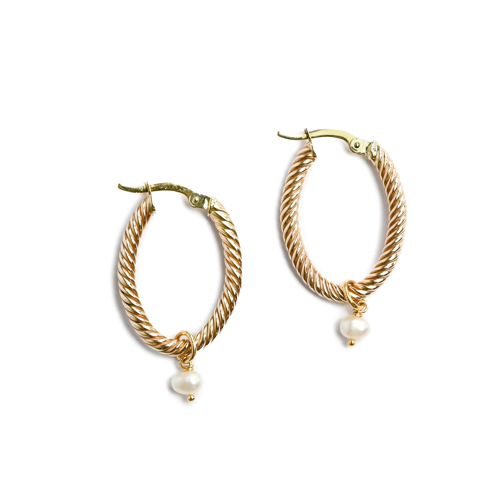 10kt Oval Twist Hoops