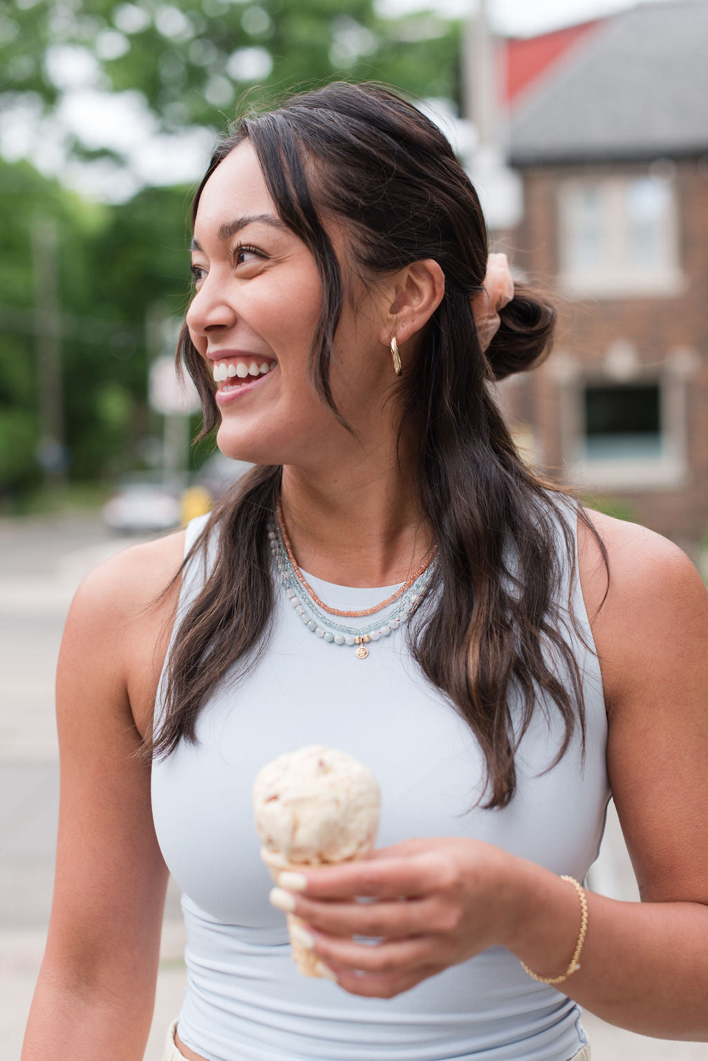 Aquamarine Baby Necklace with Ethiopian Opal