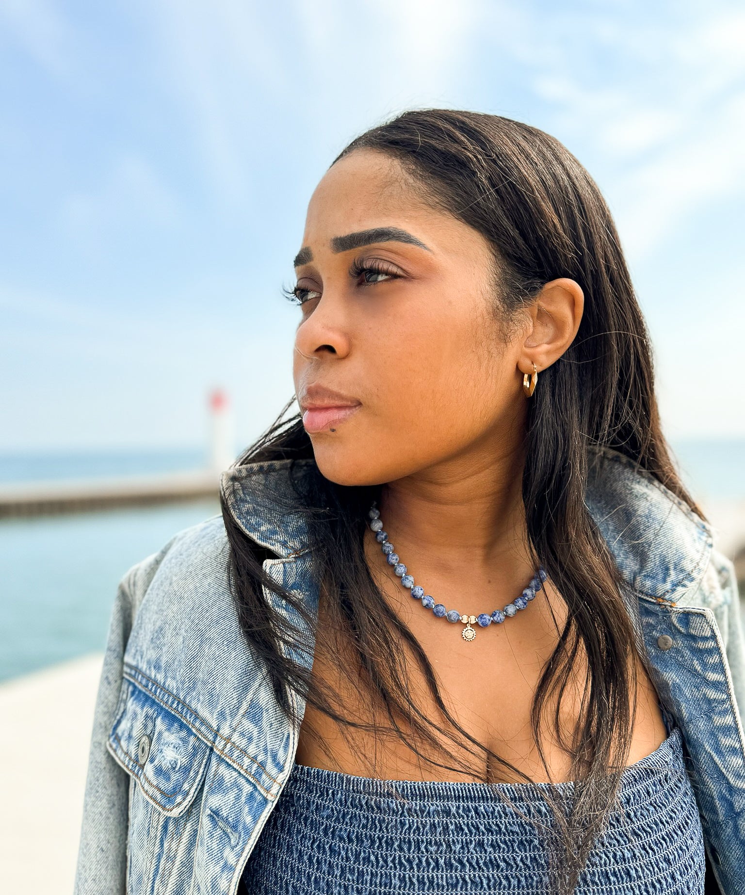 Faded Blue Quartz Soleil Sissy Necklace