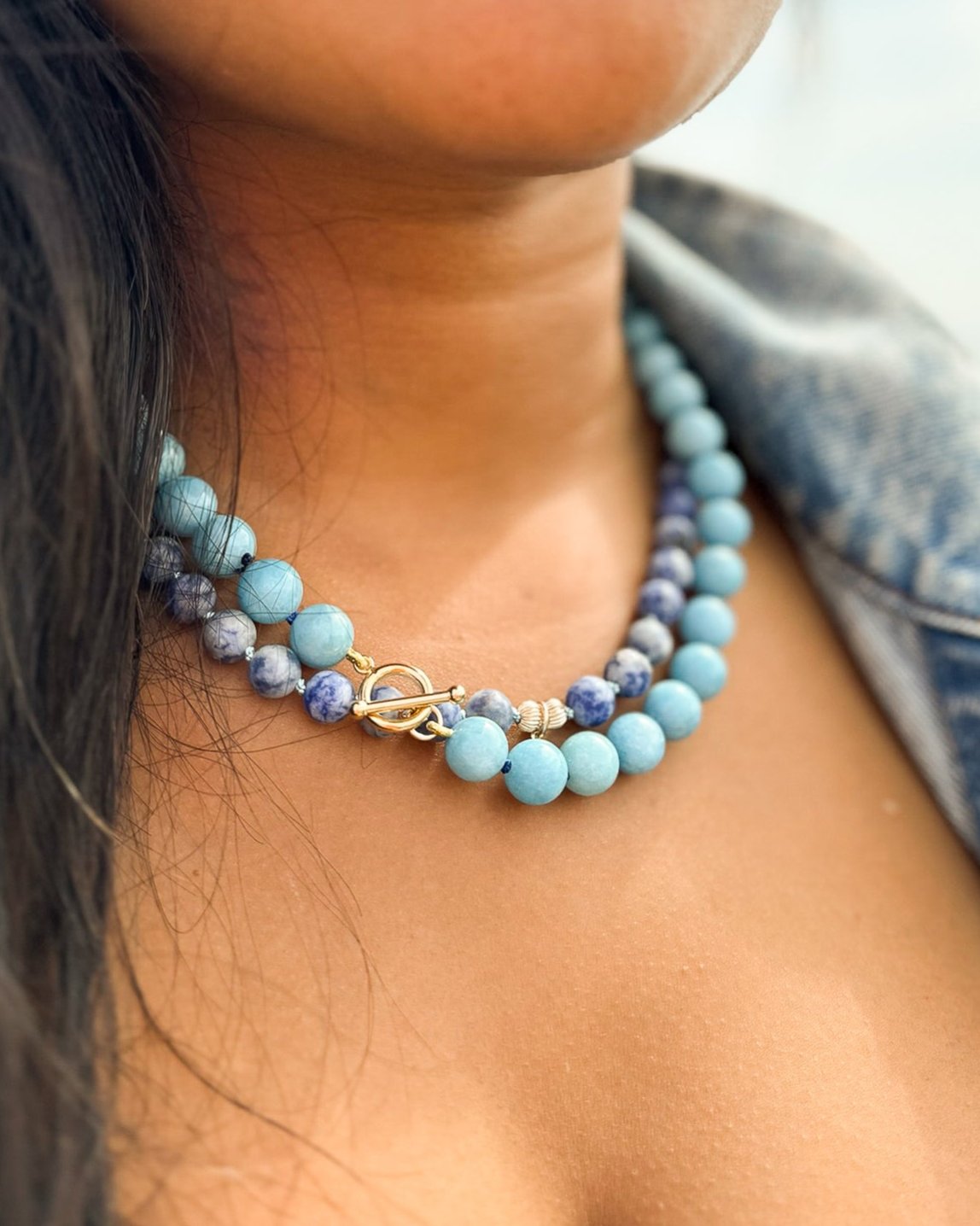 Sky Blue Jade Mama Necklace