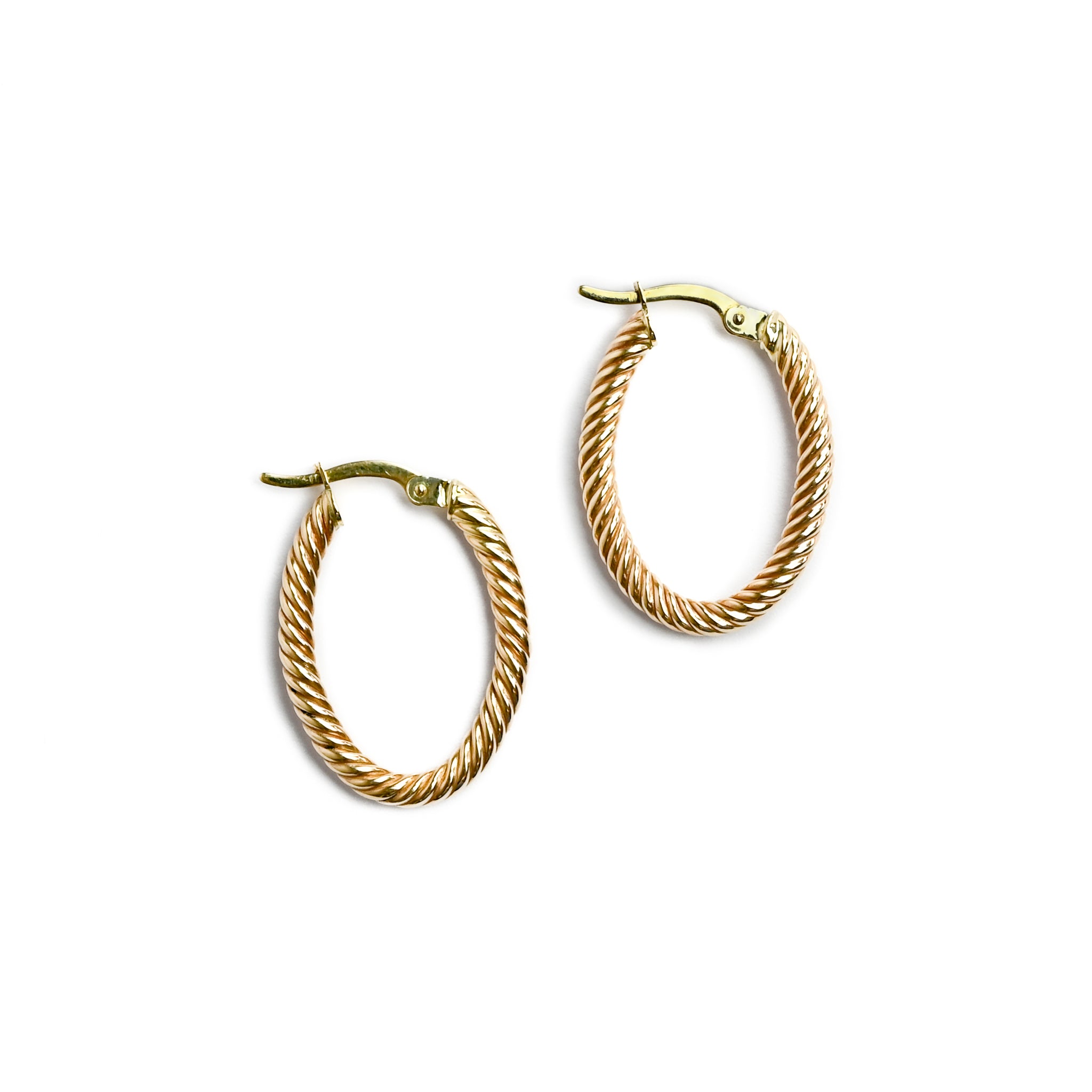 10kt Oval Twist Hoops