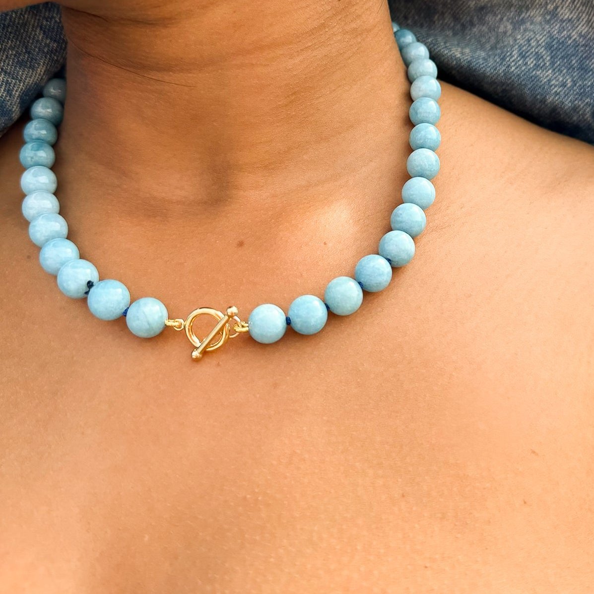 Sky Blue Jade Mama Necklace